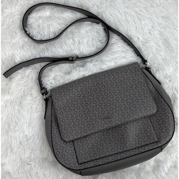 Guess Signature G Crossbody Purse Handbag Black and Grey - Picture 1 of 10